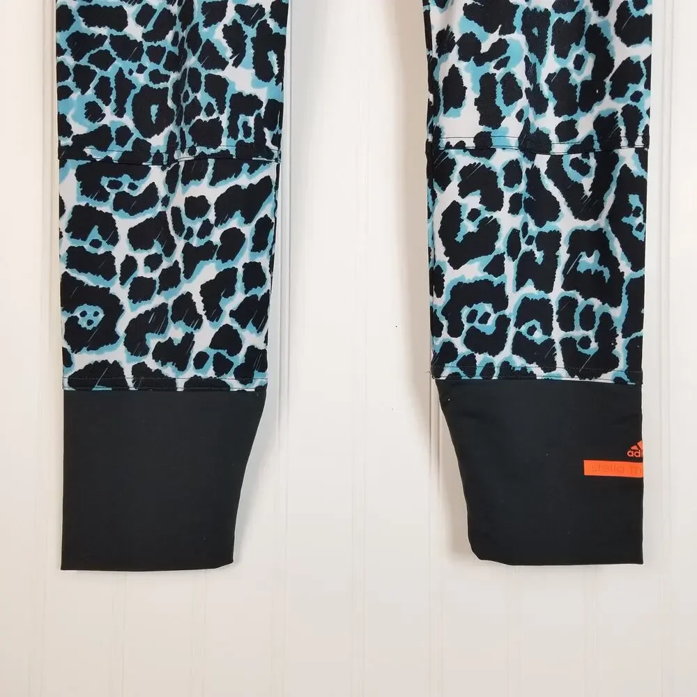Adidas‎ Stella McCartney Leopard Print Running Legging Blue Black Small
